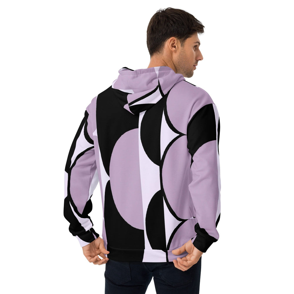 Mens Graphic Hoodie Geometric Lavender and Black Pattern 2