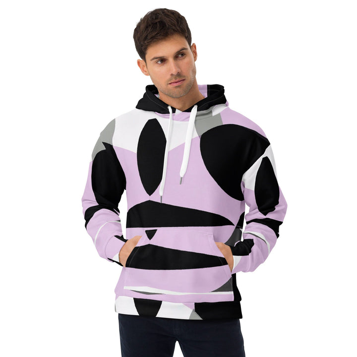 Mens Graphic Hoodie Geometric Lavender and Black Pattern