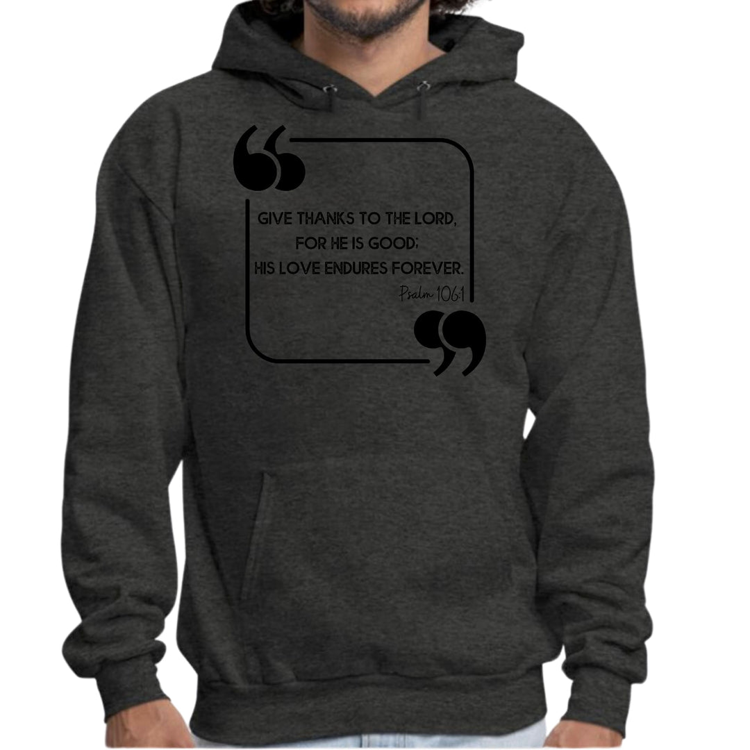 Mens Graphic Hoodie Give Thanks to the Lord Black Illustration - Unisex