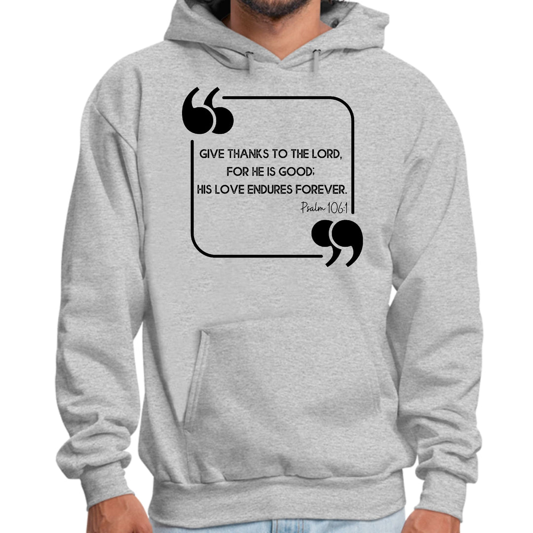 Mens Graphic Hoodie Give Thanks to the Lord Black Illustration - Unisex