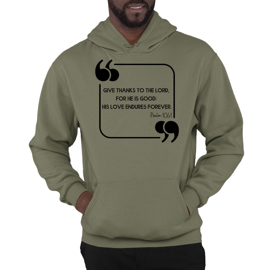 Mens Graphic Hoodie Give Thanks to the Lord Black Illustration - Unisex