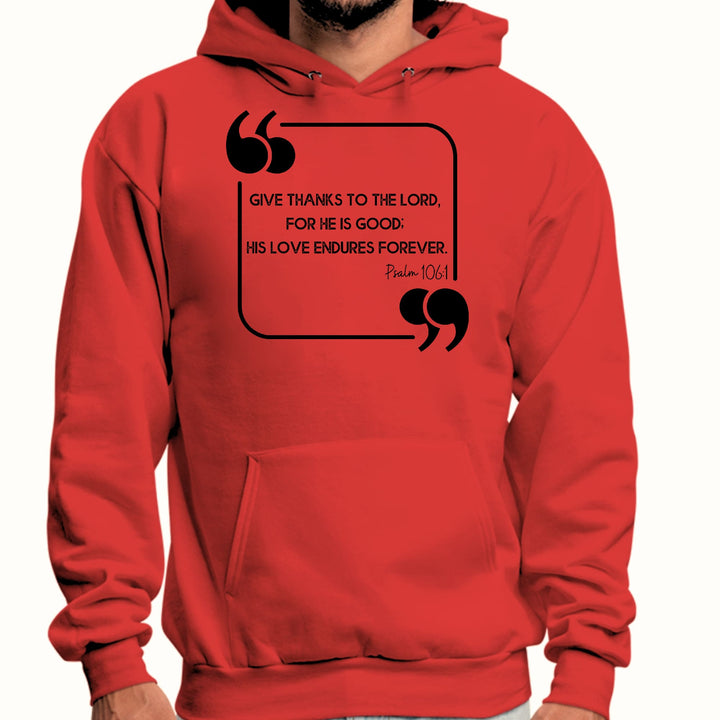 Mens Graphic Hoodie Give Thanks to the Lord Black Illustration - Unisex