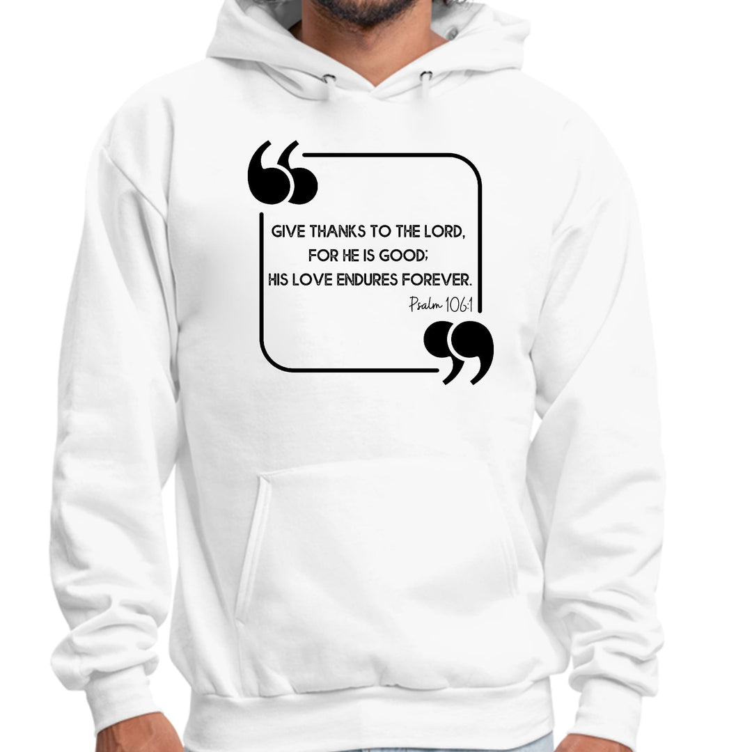 Mens Graphic Hoodie Give Thanks to the Lord Black Illustration - Unisex