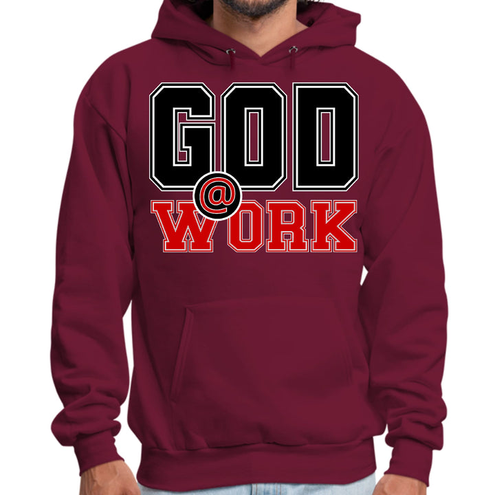 Mens Graphic Hoodie God @ Work Black and Red Print - Unisex | Hoodies