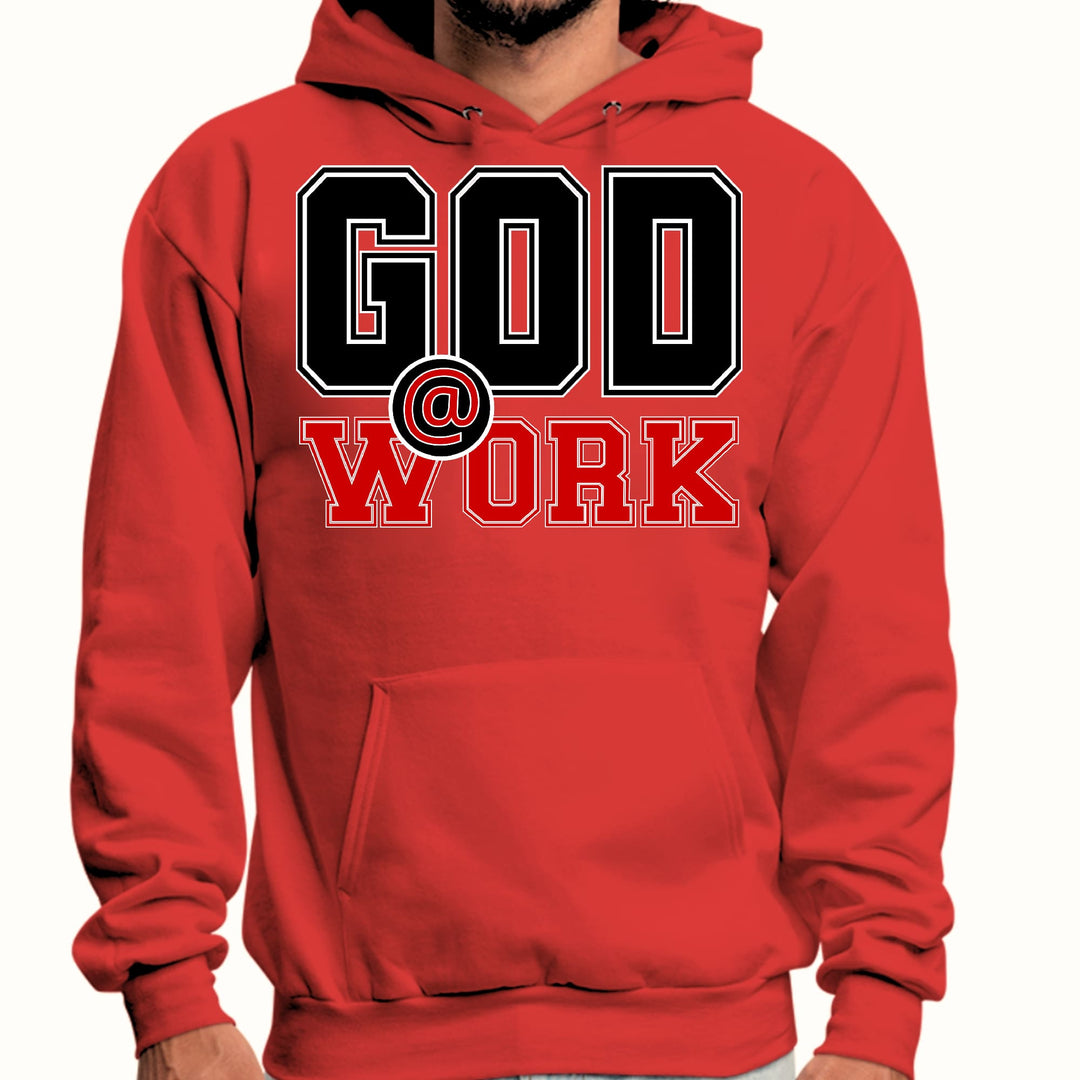 Mens Graphic Hoodie God @ Work Black and Red Print - Unisex | Hoodies