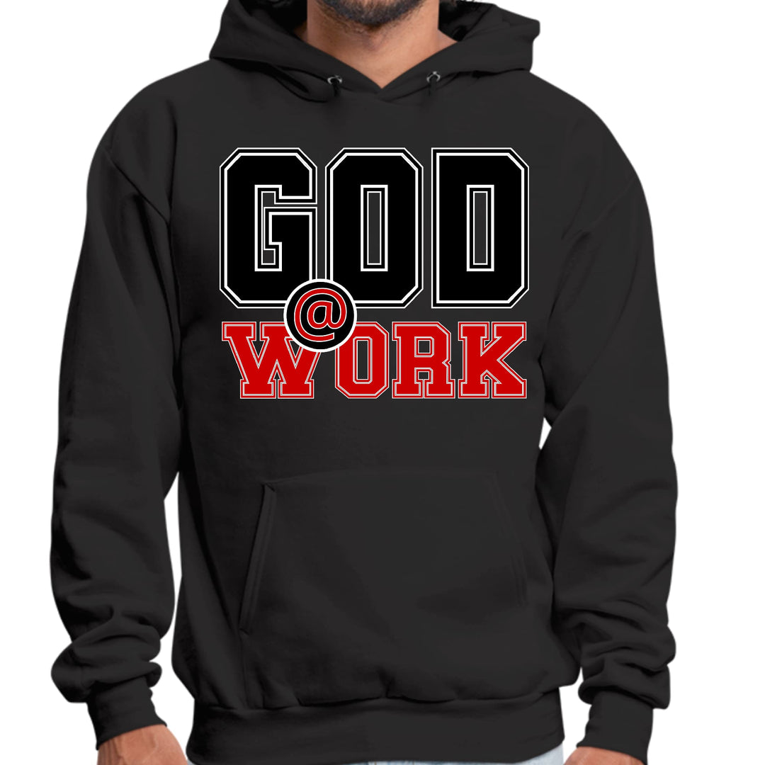 Mens Graphic Hoodie God @ Work Black and Red Print - Unisex | Hoodies