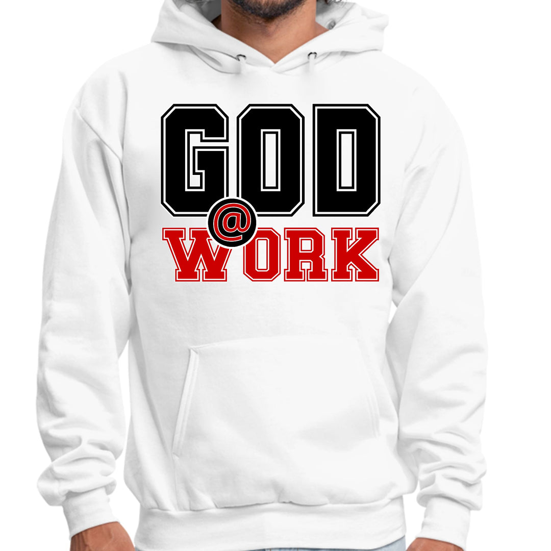 Mens Graphic Hoodie God @ Work Black and Red Print - Unisex | Hoodies