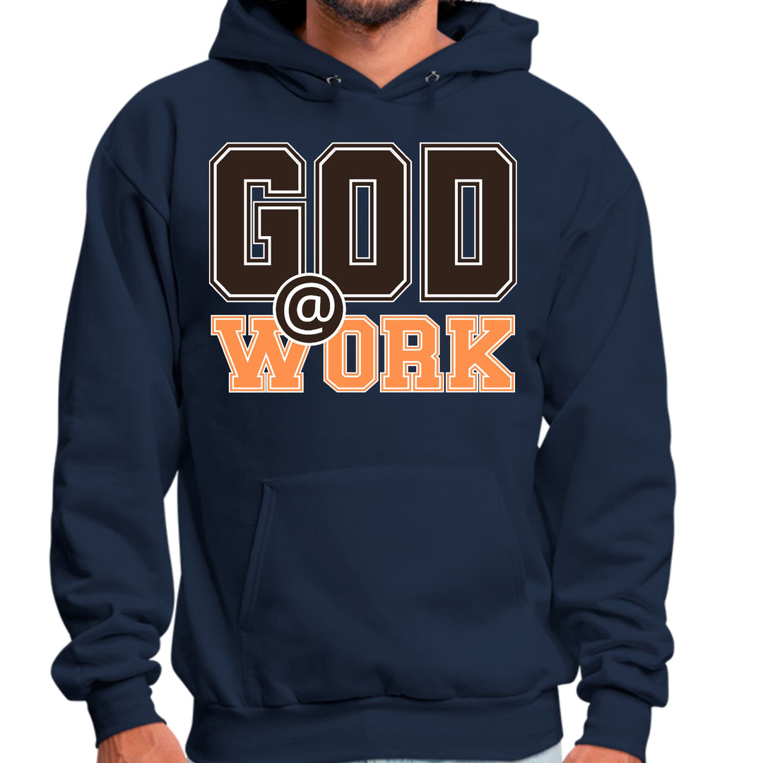 Mens Graphic Hoodie God @ Work Brown and Orange Print - Unisex | Hoodies