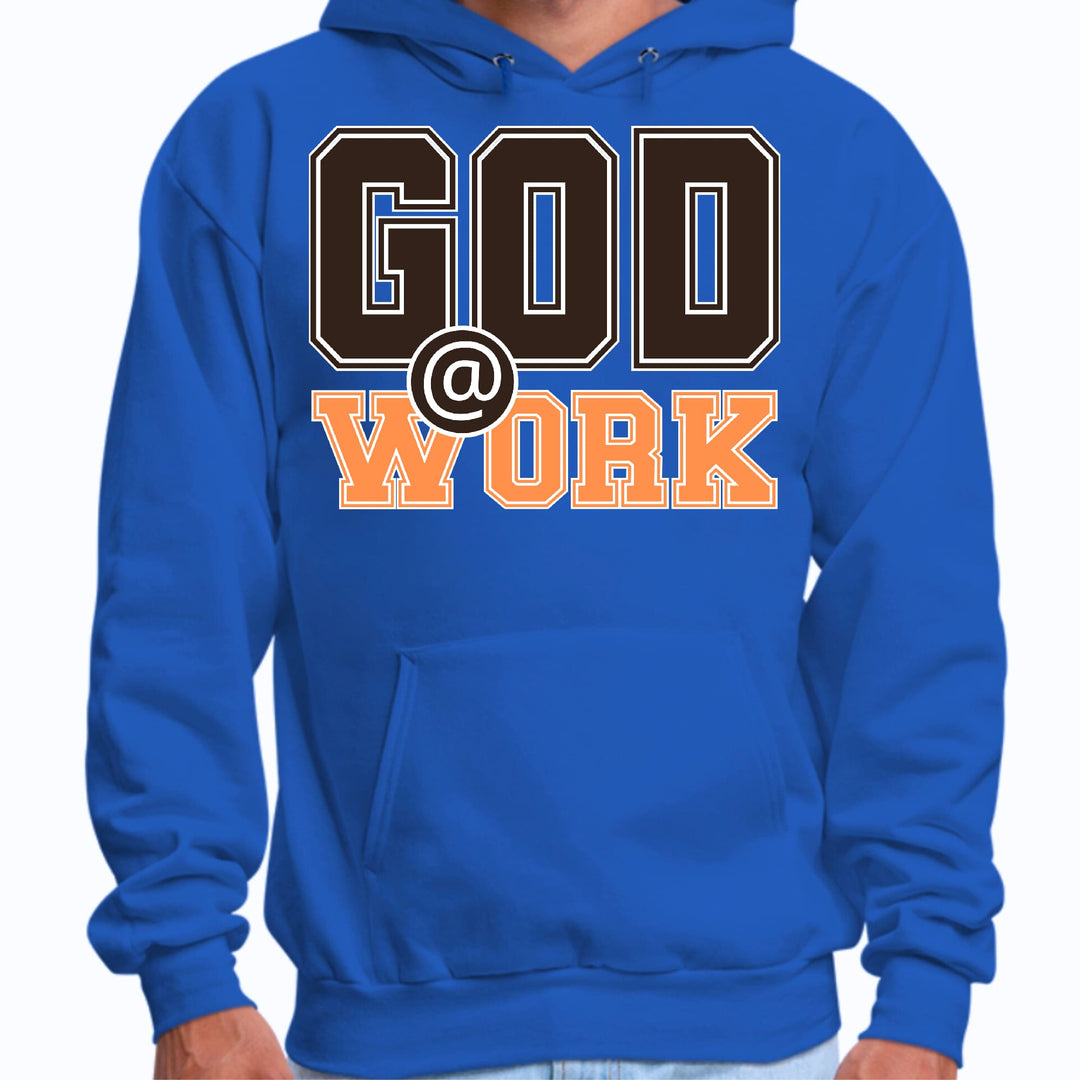 Mens Graphic Hoodie God @ Work Brown and Orange Print - Unisex | Hoodies