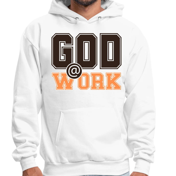 Mens Graphic Hoodie God @ Work Brown and Orange Print - Unisex | Hoodies