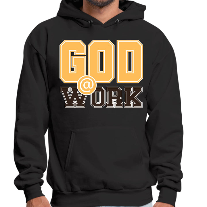 Mens Graphic Hoodie God @ Work Golden Yellow and Brown Print - Unisex | Hoodies