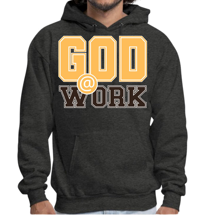 Mens Graphic Hoodie God @ Work Golden Yellow and Brown Print - Unisex | Hoodies