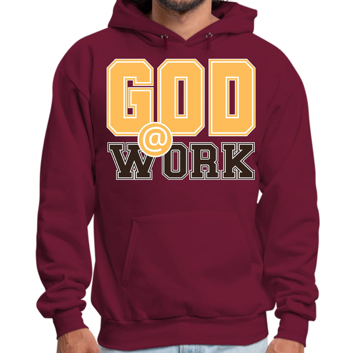 Mens Graphic Hoodie God @ Work Golden Yellow and Brown Print - Unisex | Hoodies