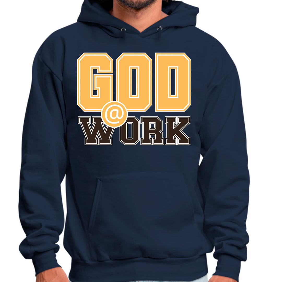 Mens Graphic Hoodie God @ Work Golden Yellow and Brown Print - Unisex | Hoodies