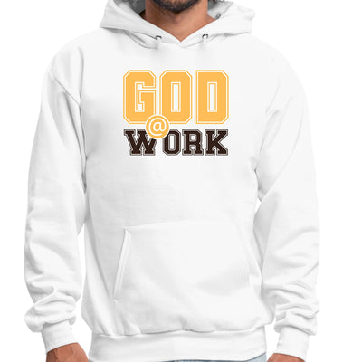 Mens Graphic Hoodie God @ Work Golden Yellow And Brown Print - Unisex | Hoodies