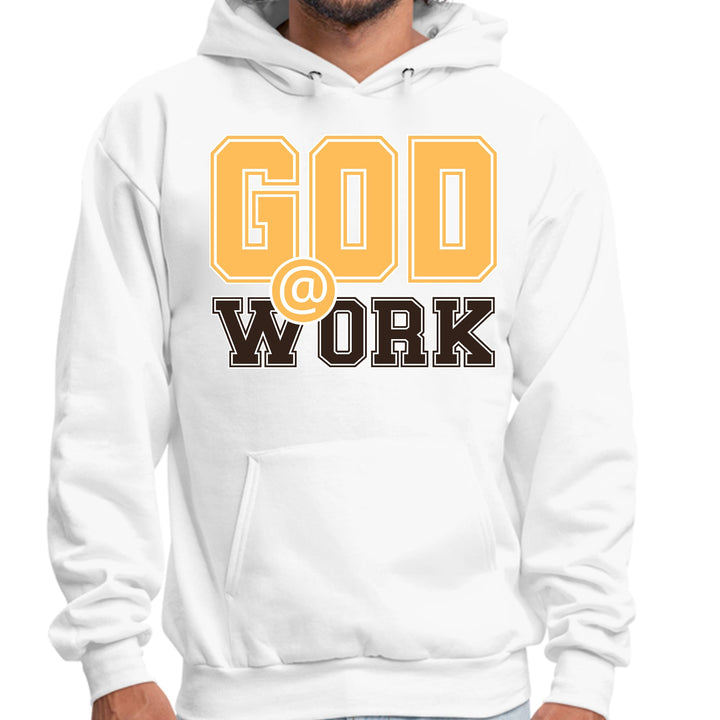 Mens Graphic Hoodie God @ Work Golden Yellow and Brown Print - Unisex | Hoodies