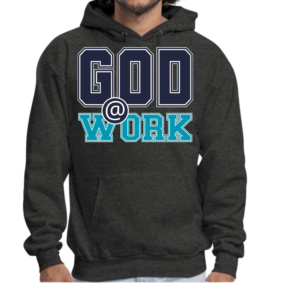 Mens Graphic Hoodie God @ Work Navy Blue and Blue Green Print - Unisex | Hoodies