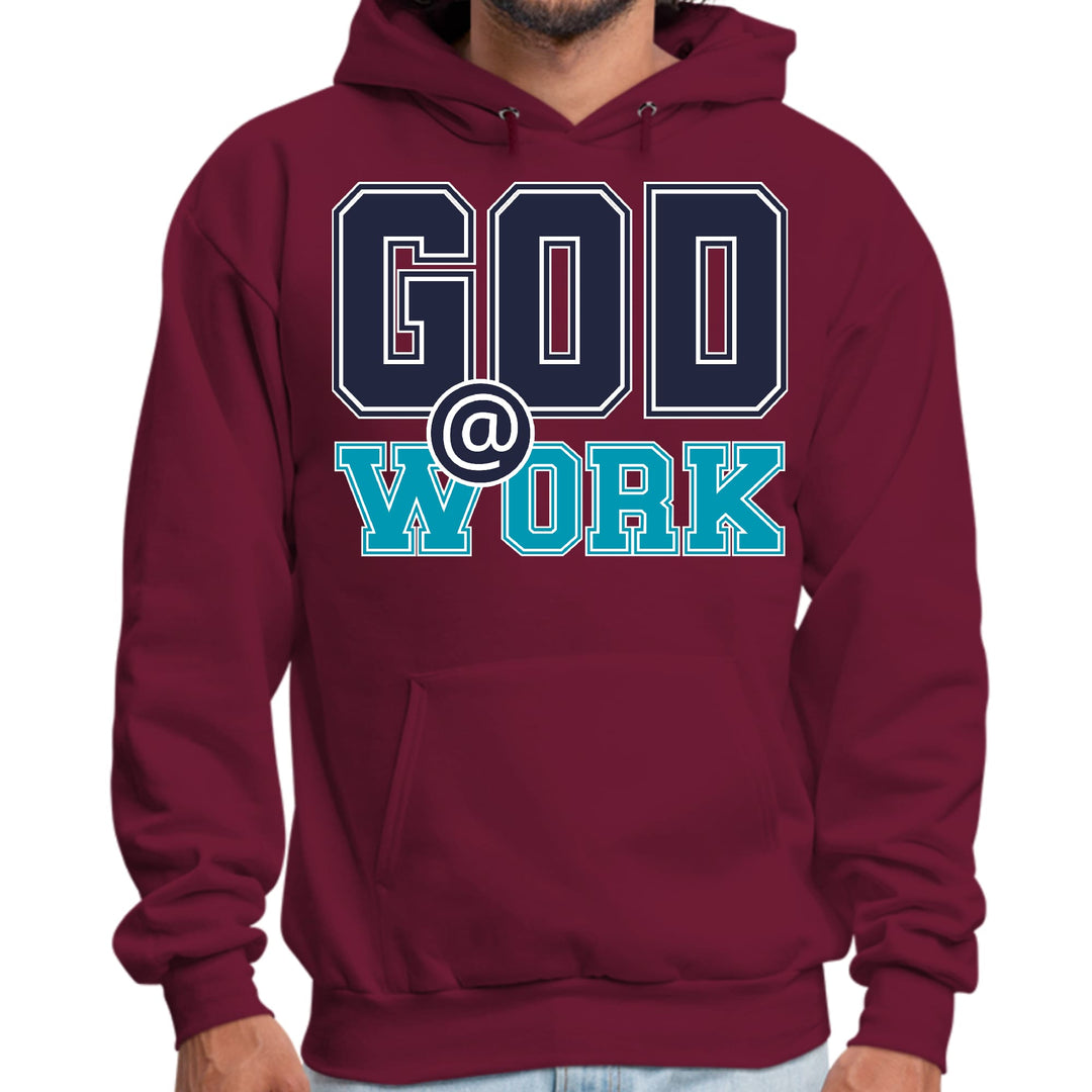 Mens Graphic Hoodie God @ Work Navy Blue and Blue Green Print - Unisex | Hoodies