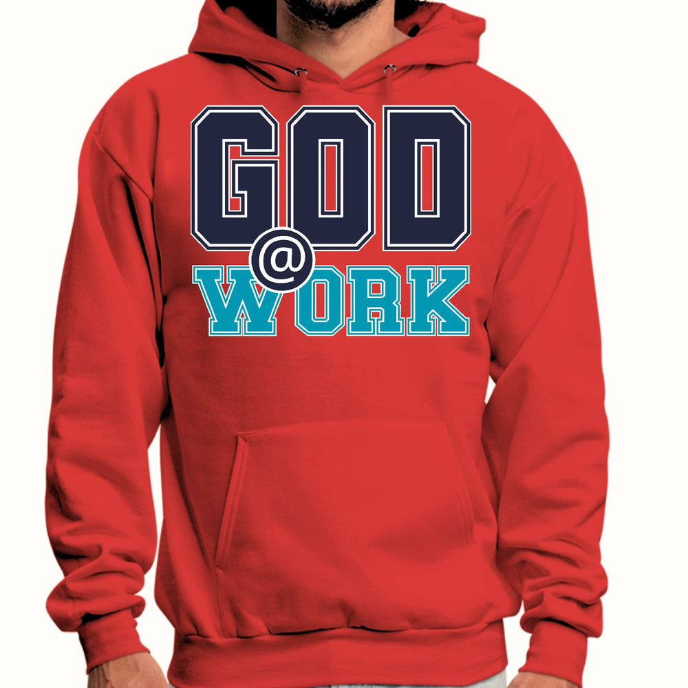 Mens Graphic Hoodie God @ Work Navy Blue and Blue Green Print - Unisex | Hoodies