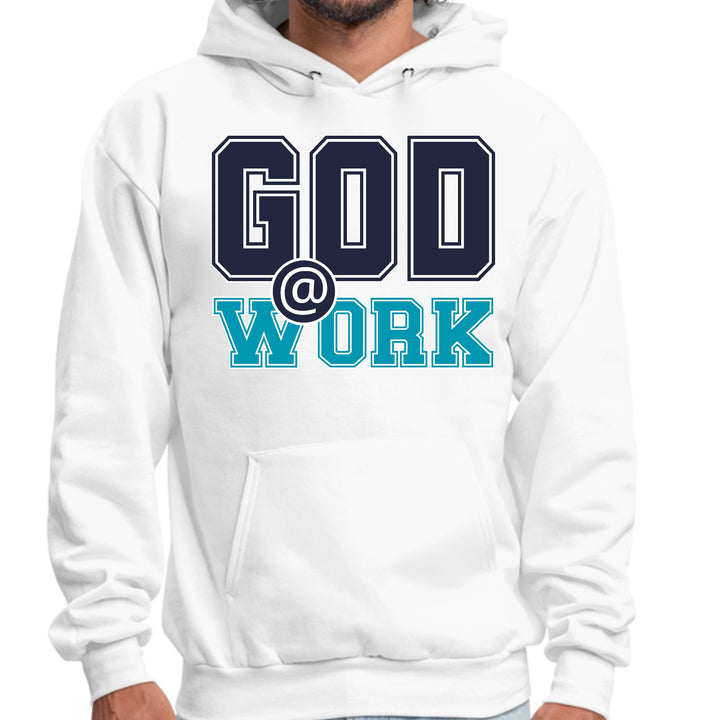 Mens Graphic Hoodie God @ Work Navy Blue and Blue Green Print - Unisex | Hoodies