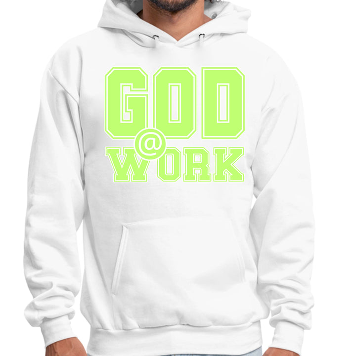 Mens Graphic Hoodie God @ Work Neon Green And White Print - Unisex | Hoodies