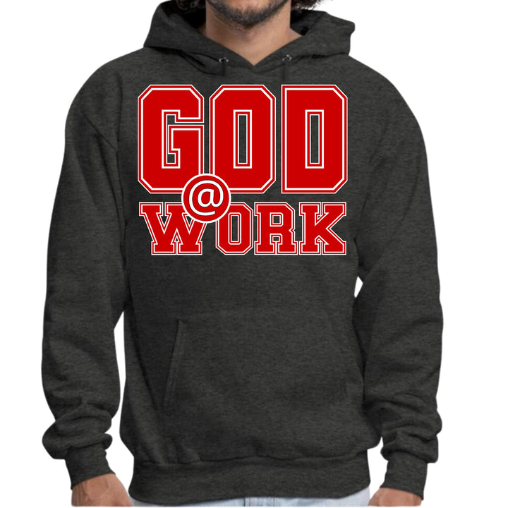 Mens Graphic Hoodie God @ Work Red and White Print - Unisex | Hoodies