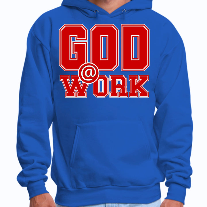 Mens Graphic Hoodie God @ Work Red And White Print - Unisex | Hoodies