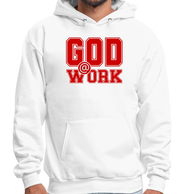 Mens Graphic Hoodie God @ Work Red And White Print - Unisex | Hoodies