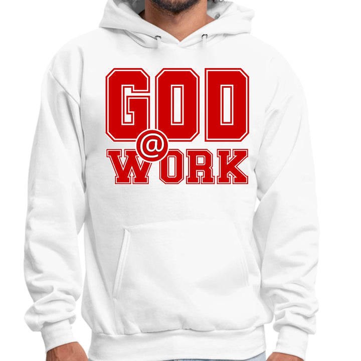 Mens Graphic Hoodie God @ Work Red and White Print - Unisex | Hoodies