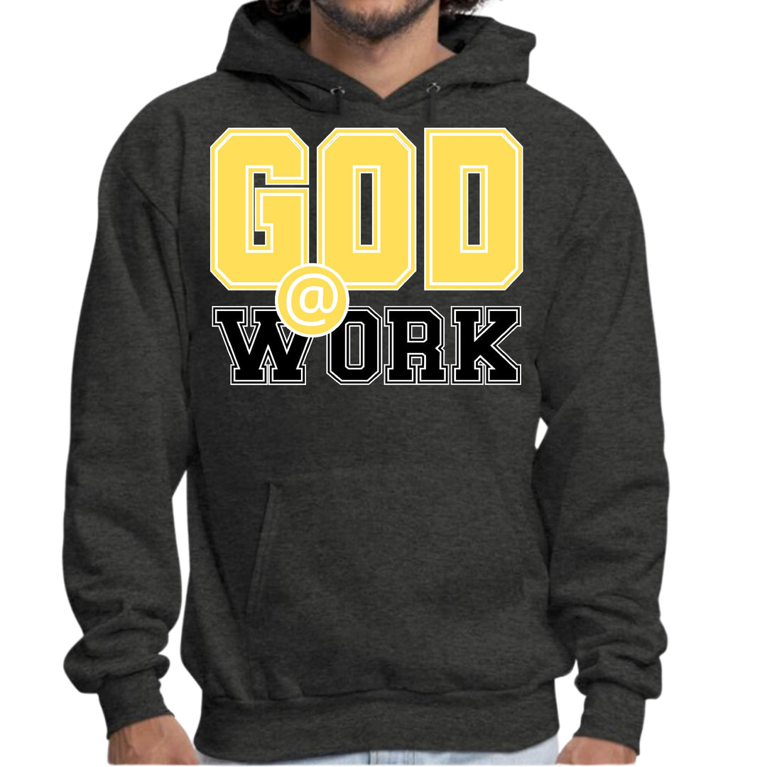 Mens Graphic Hoodie God @ Work Yellow and Black Print - Unisex | Hoodies