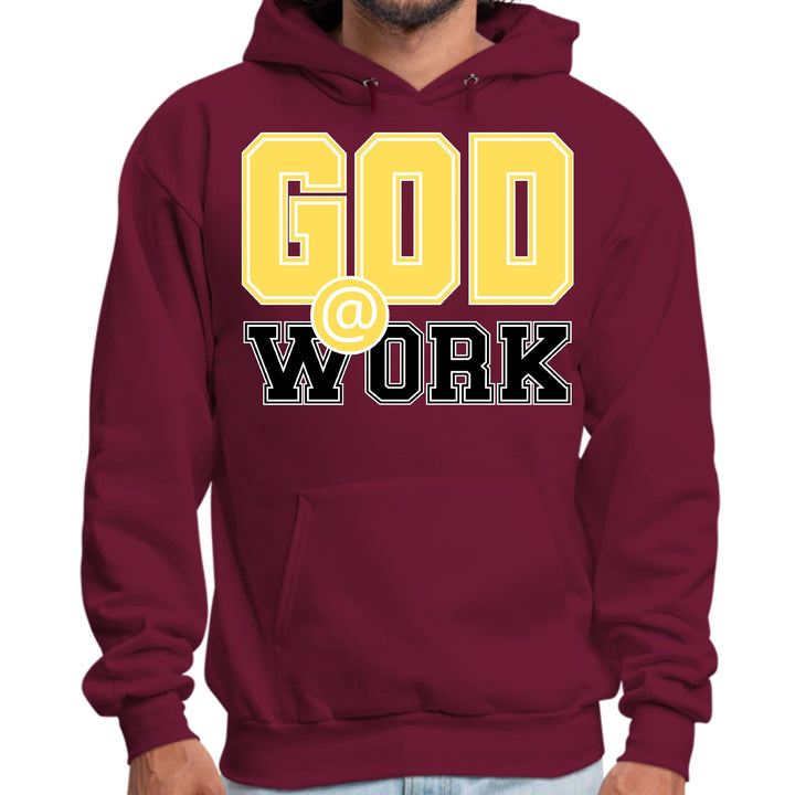 Mens Graphic Hoodie God @ Work Yellow and Black Print - Unisex | Hoodies