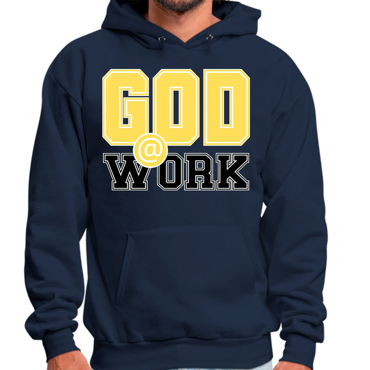 Mens Graphic Hoodie God @ Work Yellow and Black Print - Unisex | Hoodies