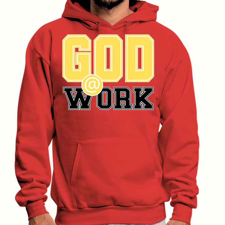 Mens Graphic Hoodie God @ Work Yellow and Black Print - Unisex | Hoodies