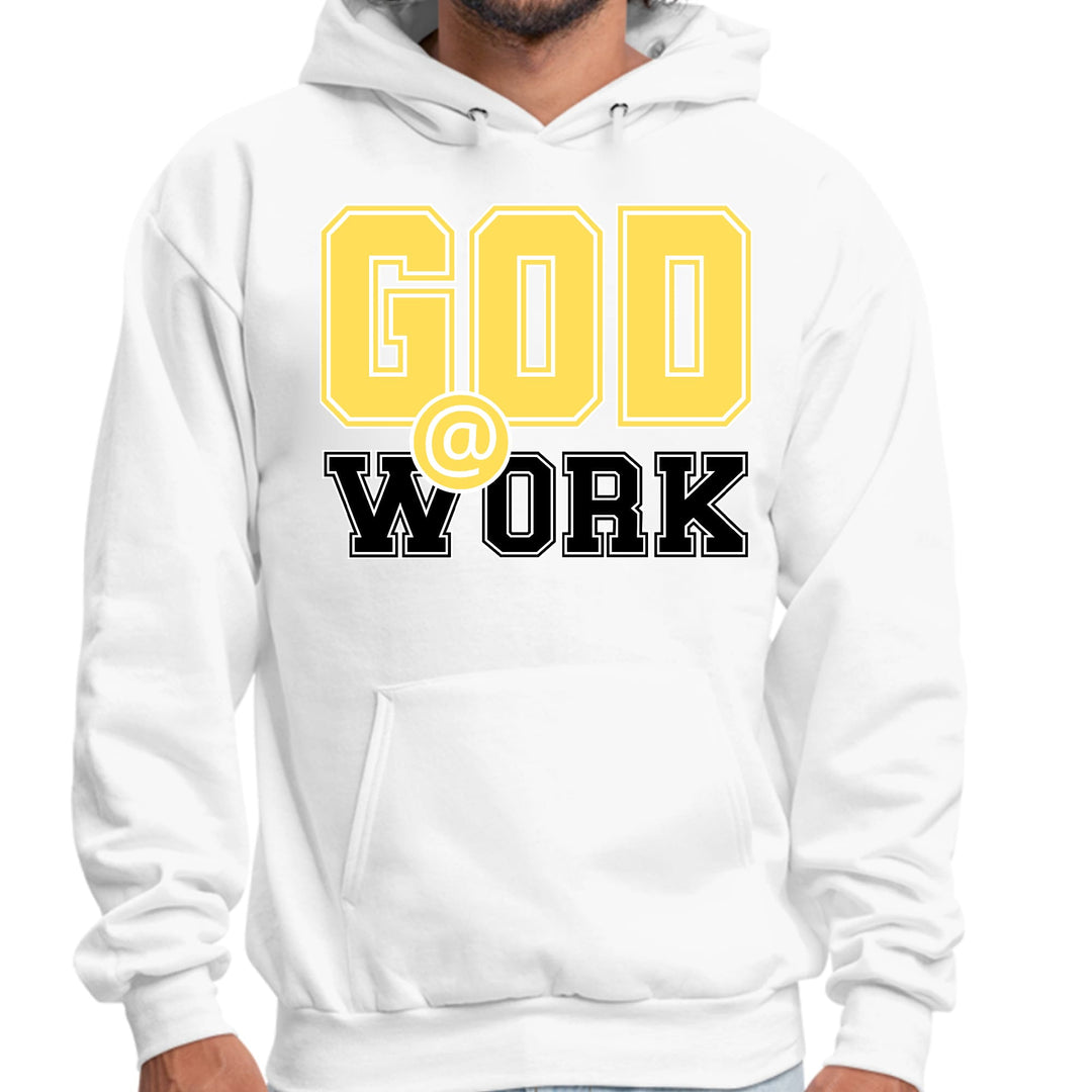 Mens Graphic Hoodie God @ Work Yellow and Black Print - Unisex | Hoodies