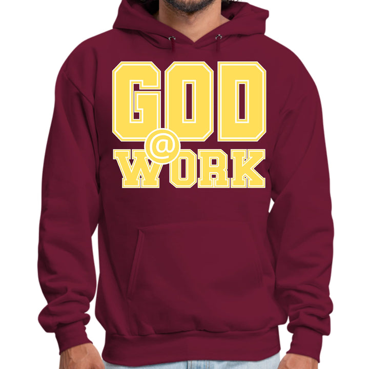 Mens Graphic Hoodie God @ Work Yellow and White Print - Unisex | Hoodies