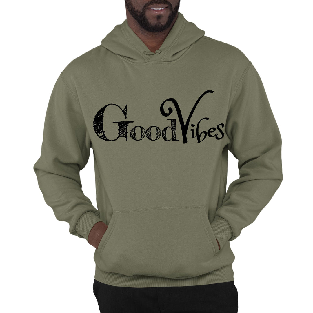 Mens Graphic Hoodie Good Vibes Black Print - Unisex | Hoodies