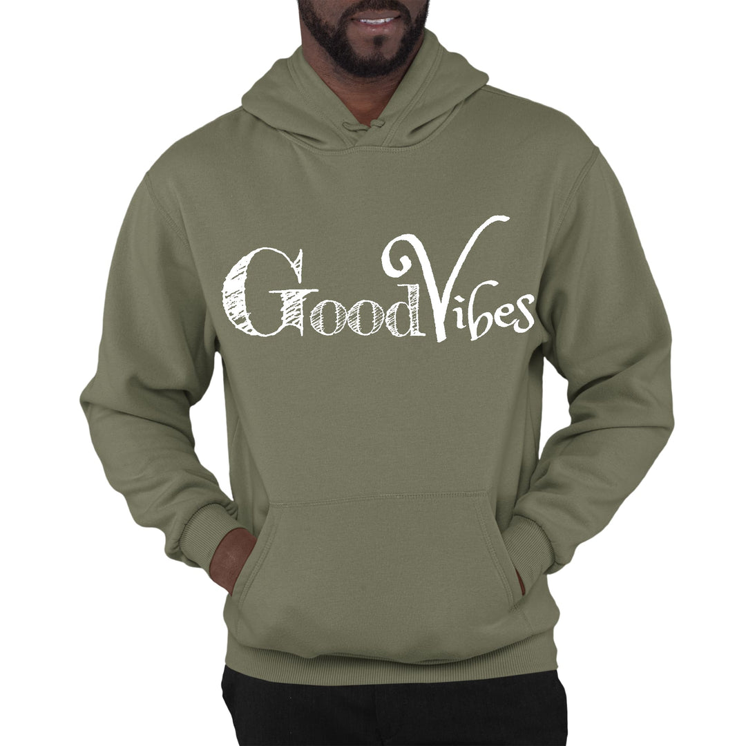 Mens Graphic Hoodie Good Vibes White Print - Unisex | Hoodies