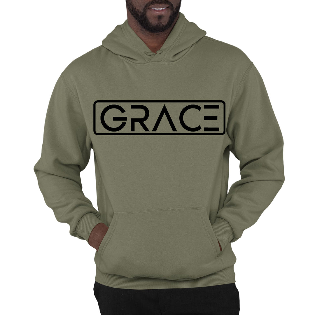 Mens Graphic Hoodie Grace Christian Black Illustration - Unisex | Hoodies