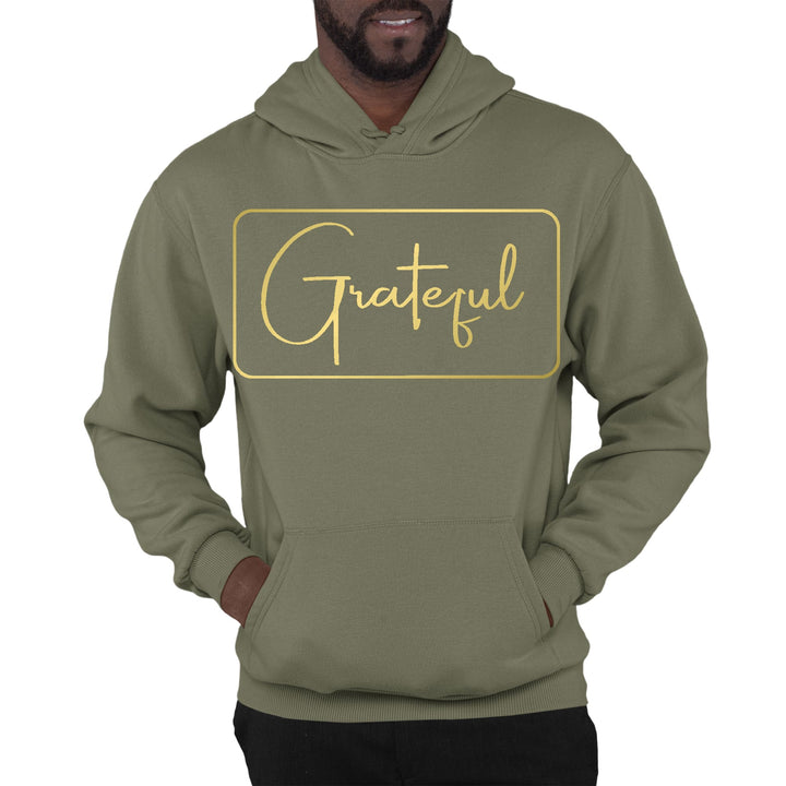 Mens Graphic Hoodie Grateful Metallic Gold Illustration - Unisex | Hoodies