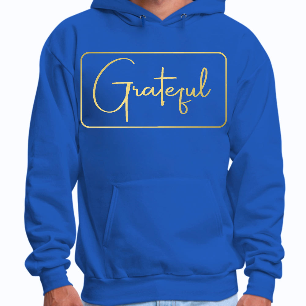 Mens Graphic Hoodie Grateful Metallic Gold Illustration - Unisex | Hoodies