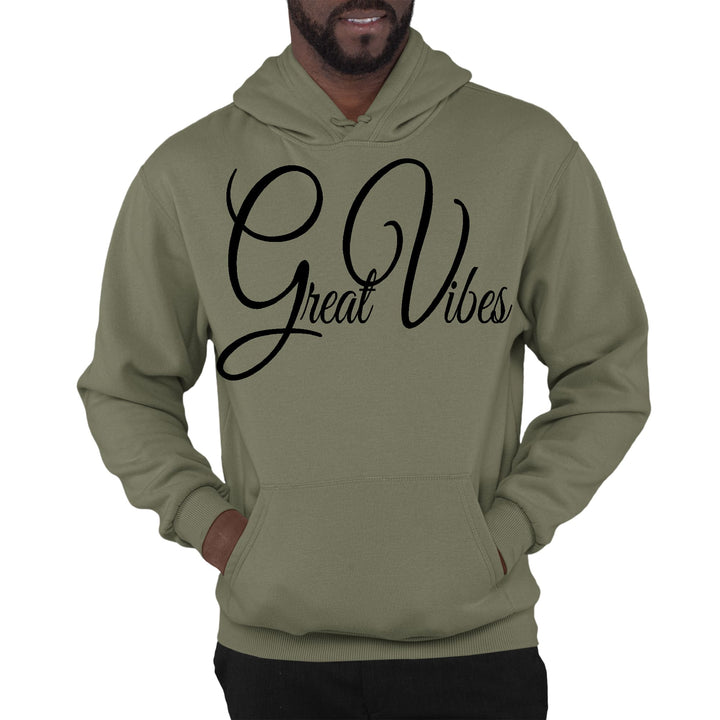 Mens Graphic Hoodie Great Vibes Black Illustration - Unisex | Hoodies