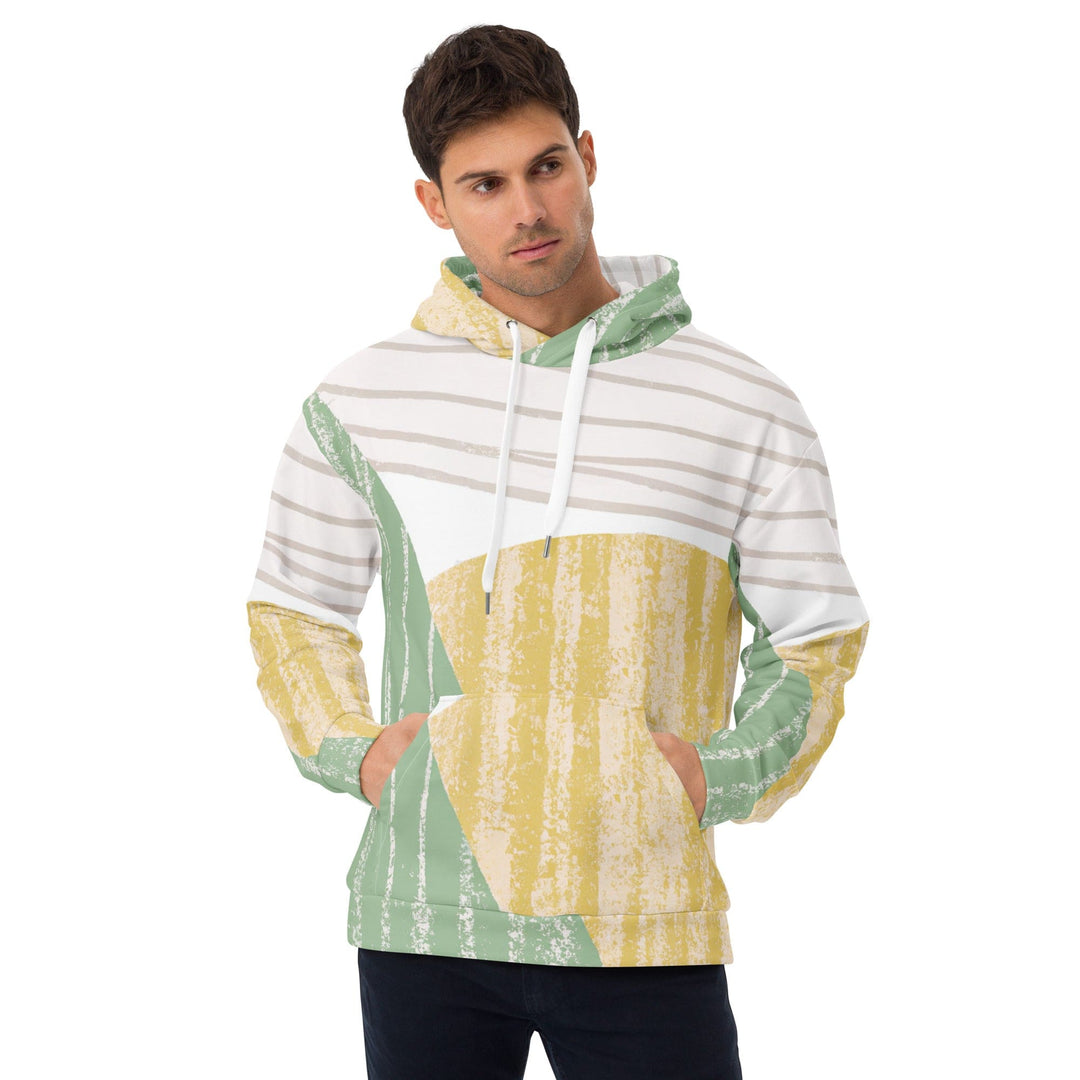 Mens Graphic Hoodie Green Textured Boho Pattern