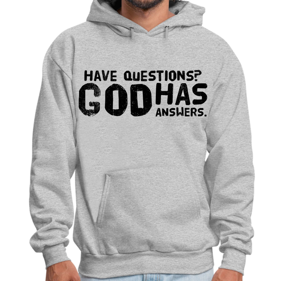 Mens Graphic Hoodie have Questions God has Answers Black Illustration - Unisex