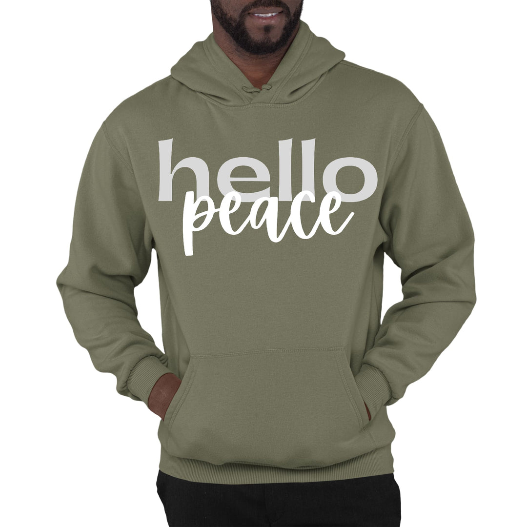 Mens Graphic Hoodie Hello Peace Motivational Peaceful Aspiration - Unisex