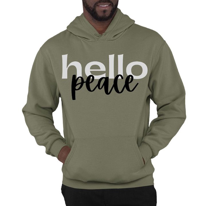 Mens Graphic Hoodie Hello Peace Motivational Peaceful Aspiration - Unisex