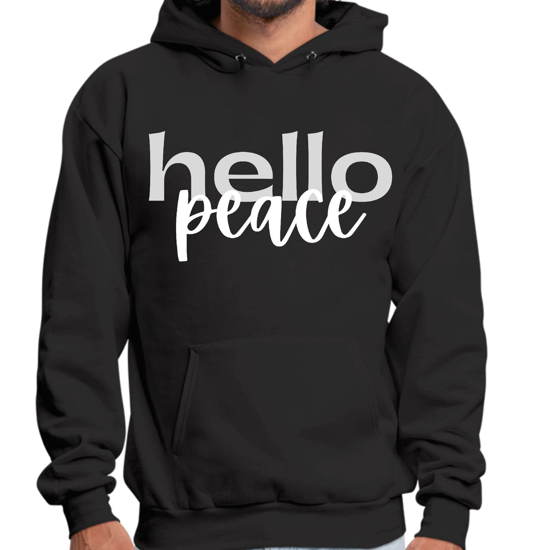 Mens Graphic Hoodie Hello Peace Motivational Peaceful Aspiration - Unisex