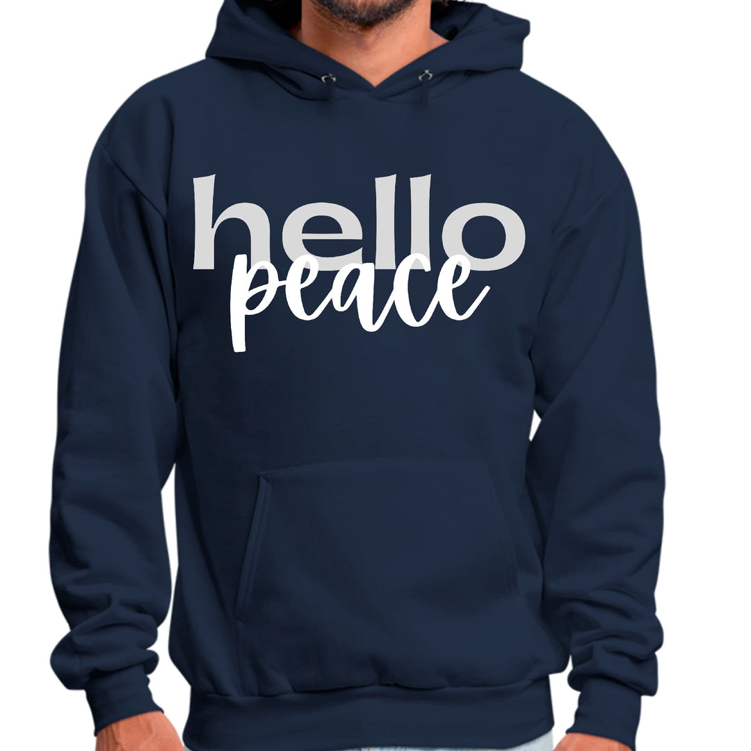 Mens Graphic Hoodie Hello Peace Motivational Peaceful Aspiration - Unisex