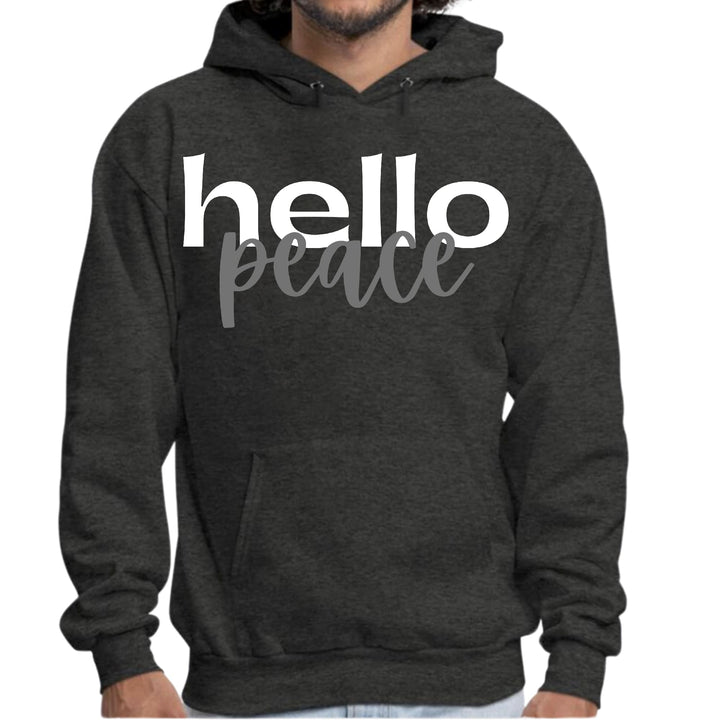 Mens Graphic Hoodie Hello Peace White and Gray - Unisex | Hoodies