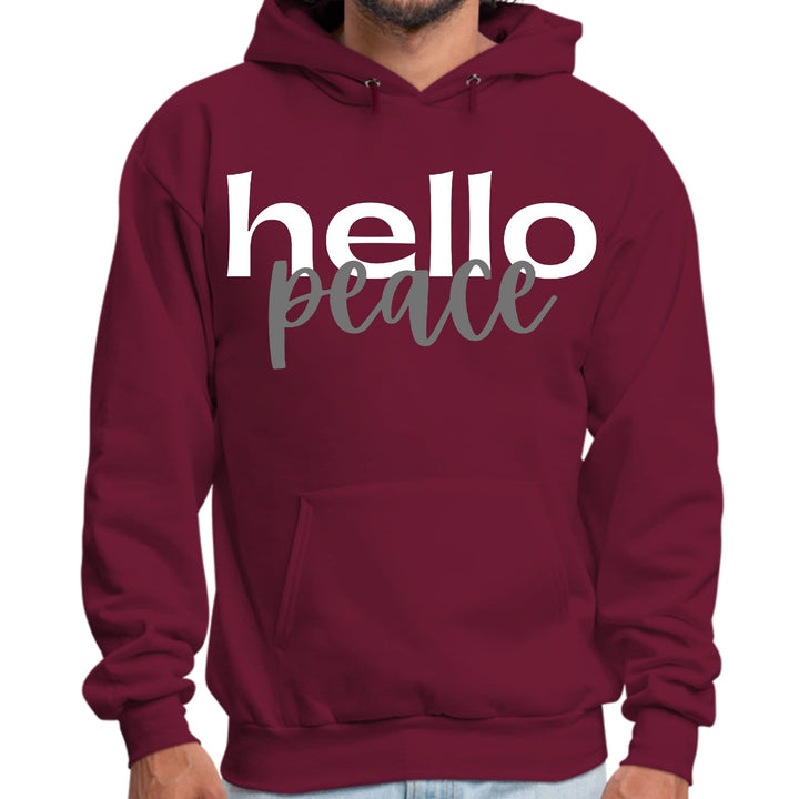 Mens Graphic Hoodie Hello Peace White and Gray - Unisex | Hoodies