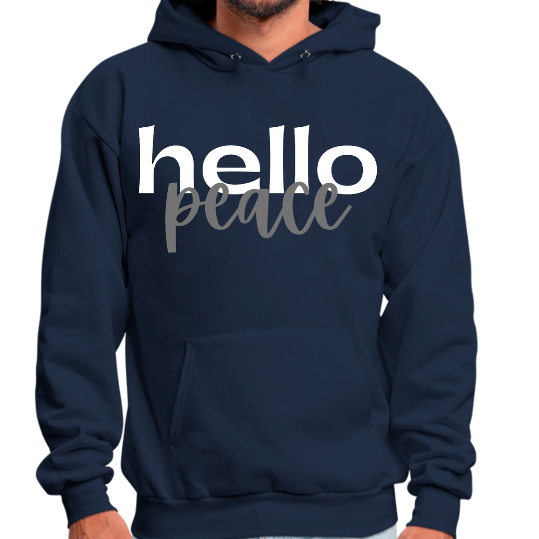 Mens Graphic Hoodie Hello Peace White and Gray - Unisex | Hoodies